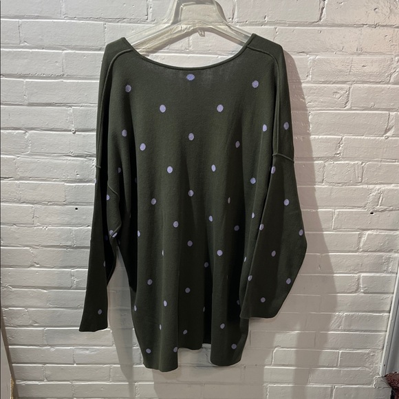 J. Jill V-Neck Sweater - Olive and Lavender Polka Dots NWT - Picture 7 of 7
